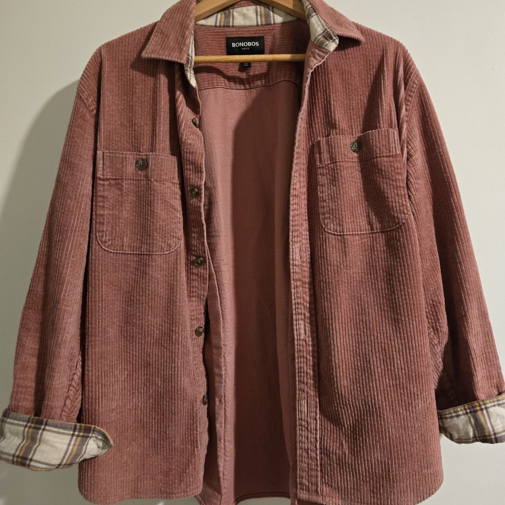 Bonobos Pink Corduroy Shirt Jacket Medium-Short